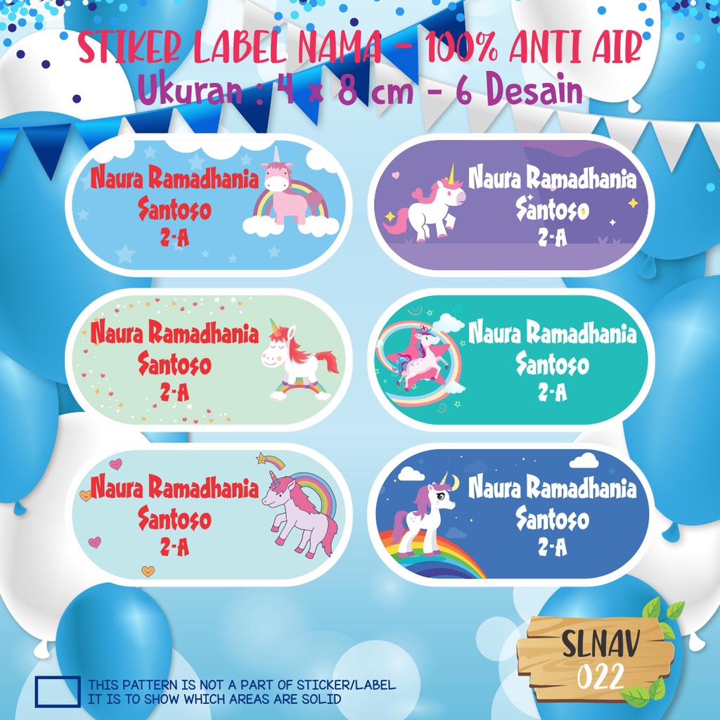

sticker label nama anak kartun putri cute lucu princess super hero kupu-kupu SLNAV 022