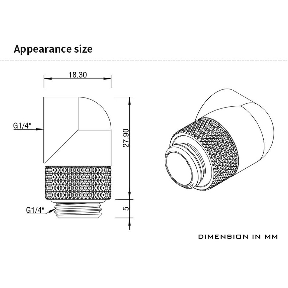 BARROW TWT90-V2.5 90° Rotary M-F G1/4 Fitting - White