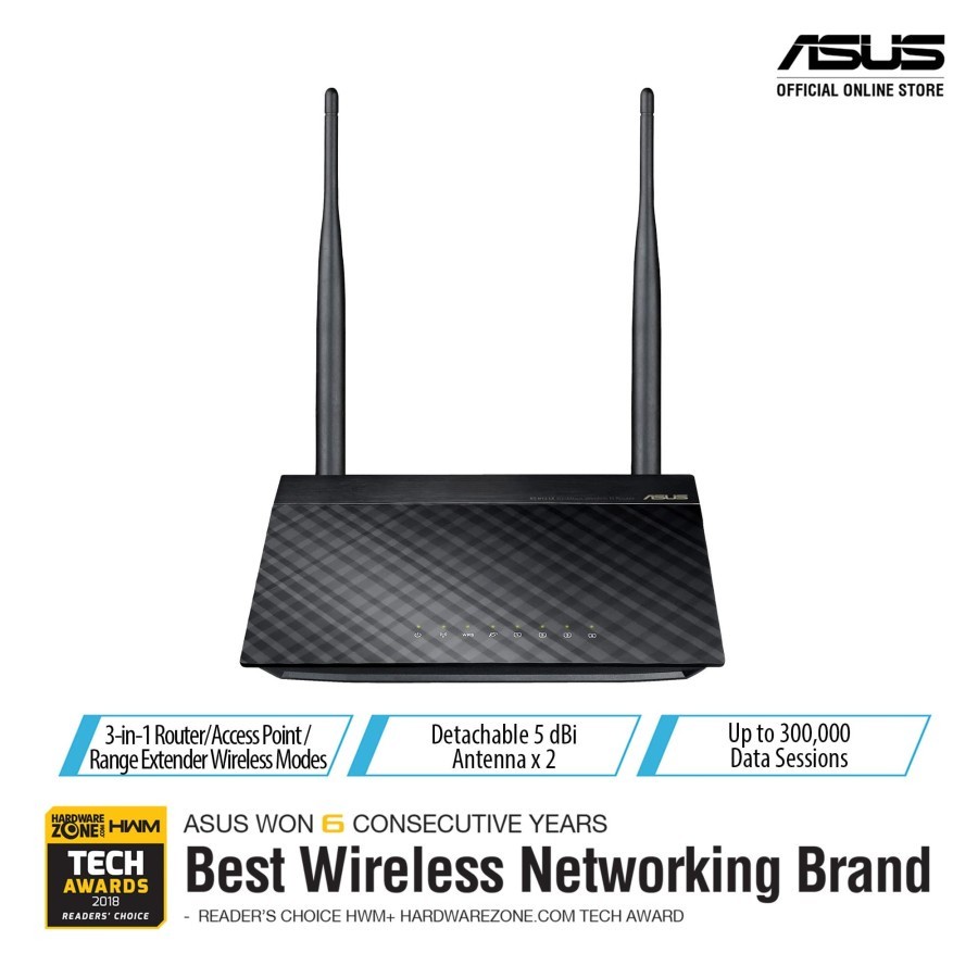 ASUS RT-N12+ Wireless 300Mbps 3-in-1 Router/ AP/ RE for multiple use
