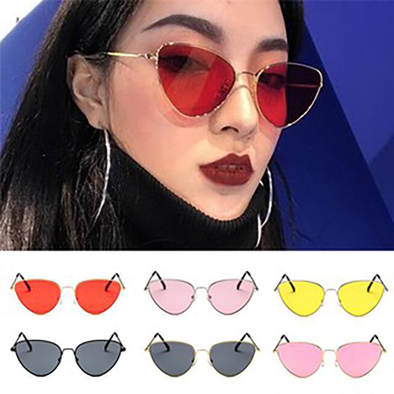 Korean Ulzzang Harajuku Style Women Vintage Cat Eye Metal Frame Sunglasses Kacamata Hitam