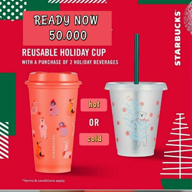 Jual Reusable Cup Starbucks Holiday Termurah & Free Paper Bag Indonesia
