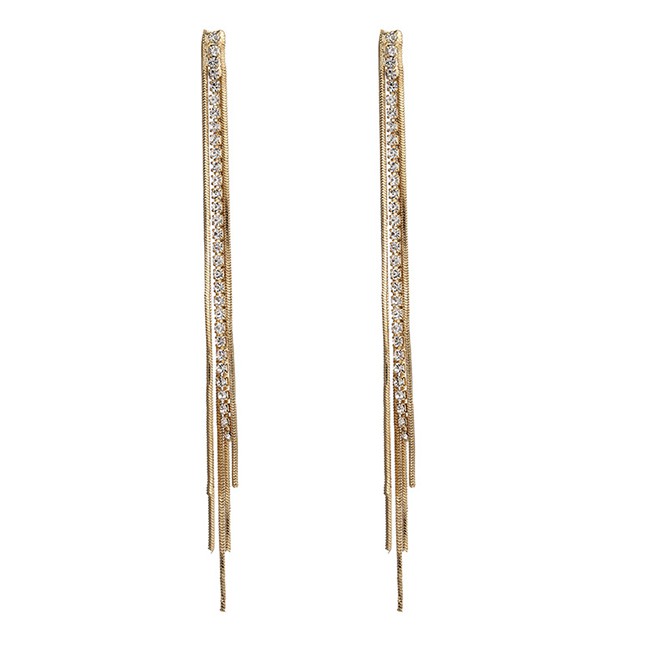 LRC Anting Tusuk Fashion Golden Tassel Stud K13216