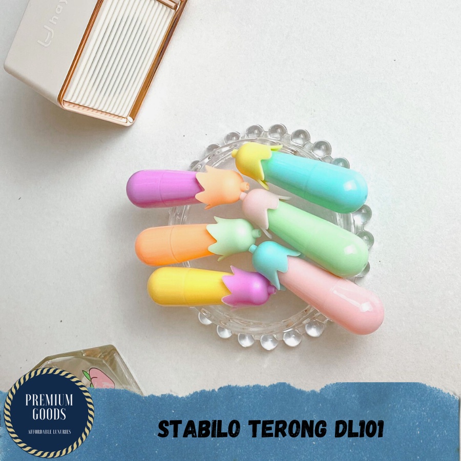 

1 Set isi 6 Pcs Pouch Highlighter Color Marker Spidol Penanda Warna Duole DL101 Pastel Mini Fancy Stationery Sayur Buah Terong Eggplant Premium Import Korean Japan Grosir Ready COD