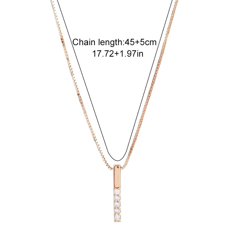 Kalung Rantai Klavikula Hias Liontin Strip Geometris Aksen Berlian Untuk Wanita