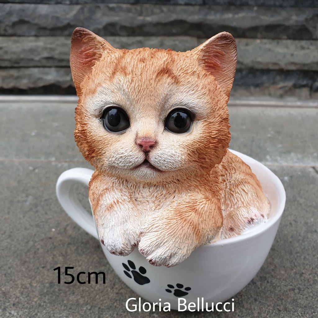 patung pajangan kucing mug cat gelas persia anggora