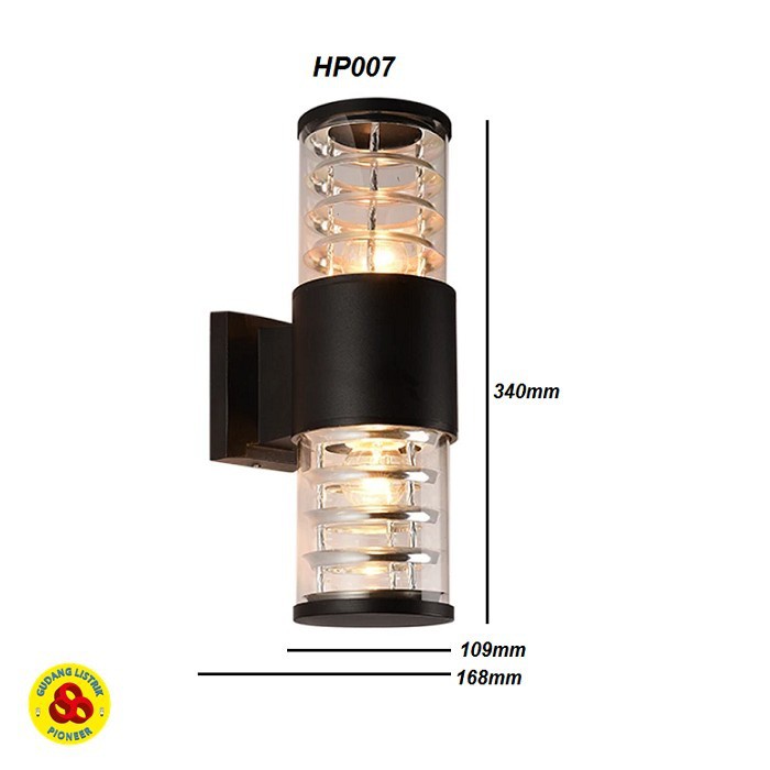 Hippo Wall Lamp Lampu Dinding Outdoor Pilar Tempel 2 Arah HP007