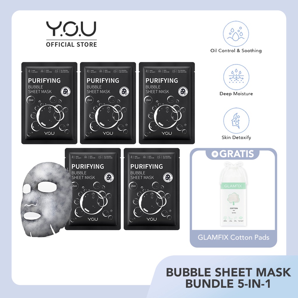 YOU Purifying Bubble Sheet Mask Bubble Detox| Masker Wajah | Moisturizer & Oil Control