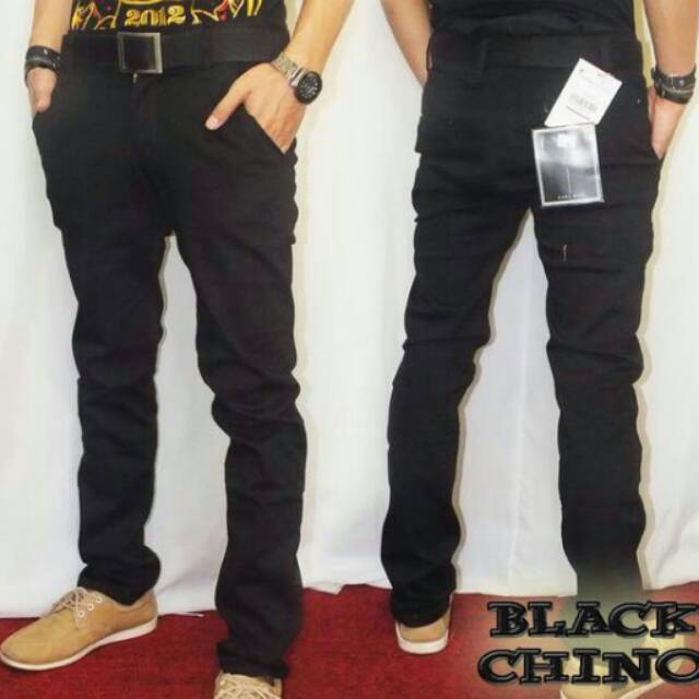  Celana  Panjang Chino Pria Hitam  Black 28 32 chinos 