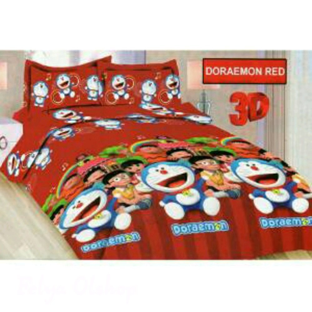 Dijual Bed Cover Set Sprei Bonita Motif Doraemon Red Diskon