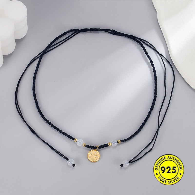 Kalung Tali Kepang Dengan Liontin Kartu Ucapan
