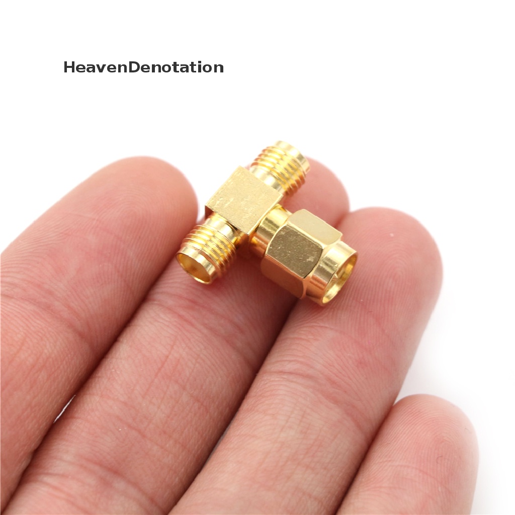 [HeavenDenotation] SMA Male to 2 Double SMA Female T Type RF Coaxial Connector SMA Plug to Jack 3 Way