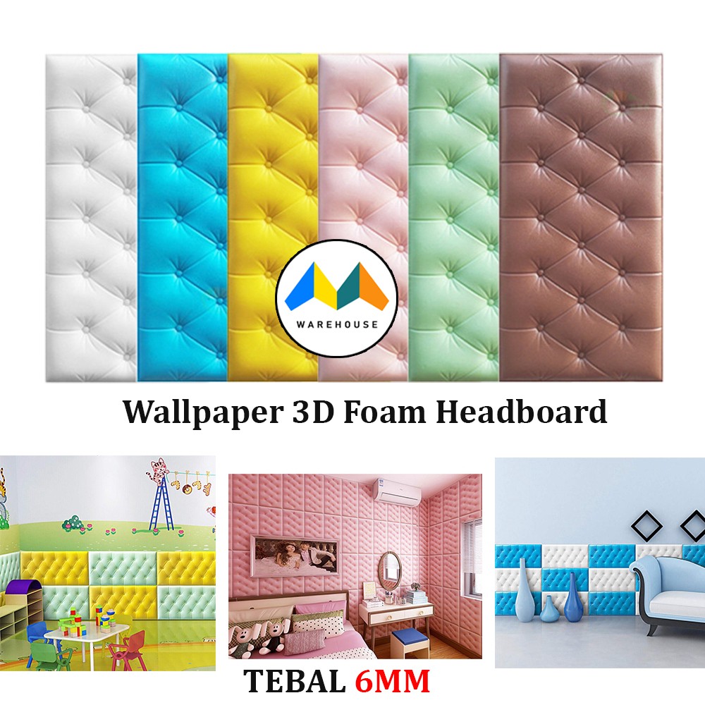 MW Wall paper 3D Foam Wallpaper Headboard Dinding Busa Stiker Wall Foam Dinding Head Wall Sticker