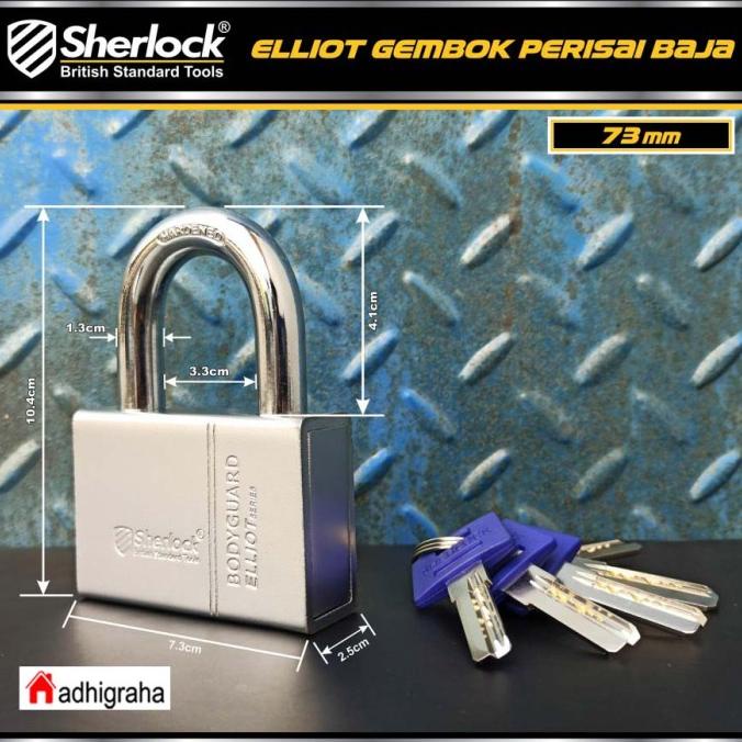 Gembok Bodyguard Elliot Perisai 73 73Mm Sherlock Serbaguna