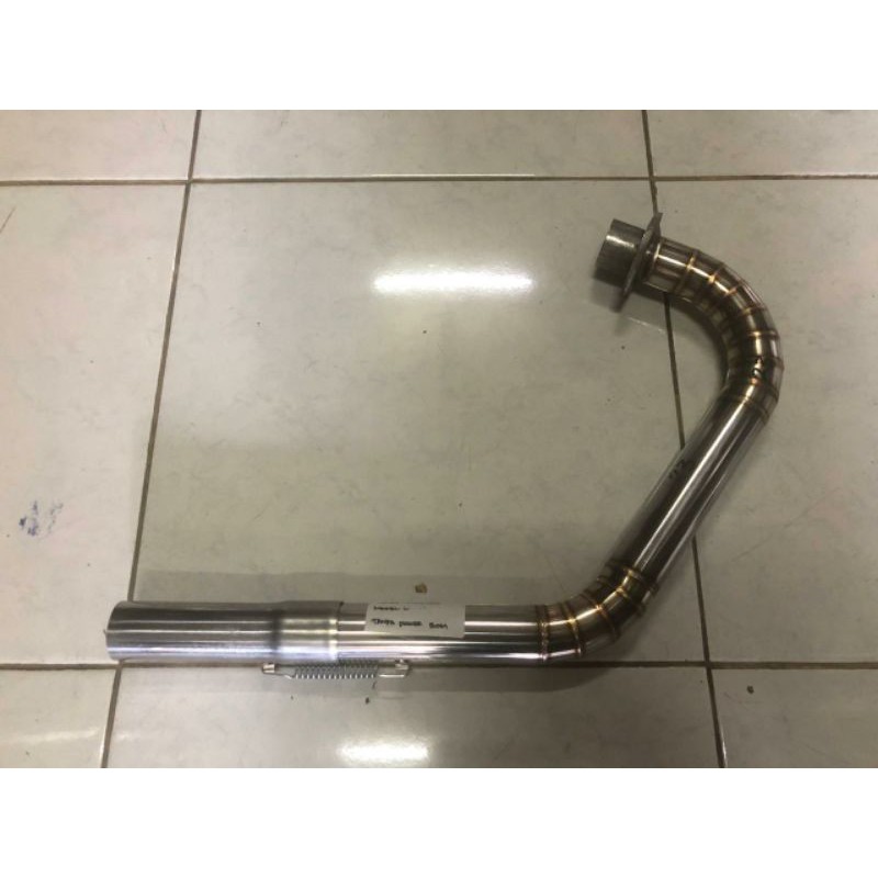 Leher Knalpot CB GL Megapro Tiger Full Stainless Cacing Pipa Leher Gulu Banyak kleper corbi