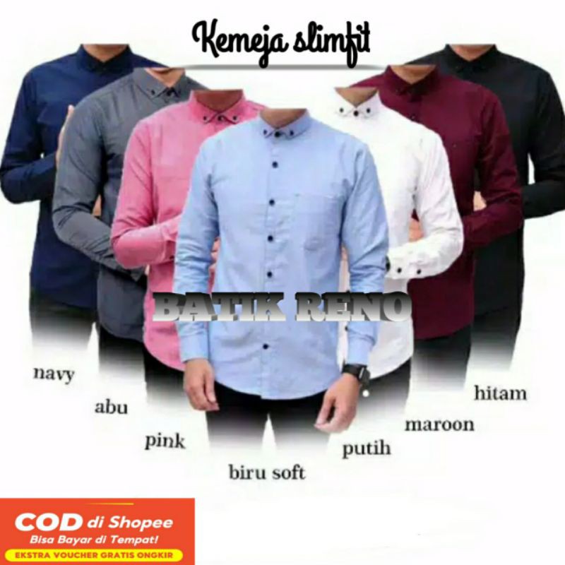 KEMEJA POLOS SIMPLE YUNZO 9 WARNA 5 UKURAN/HEM FORMAL PRIA