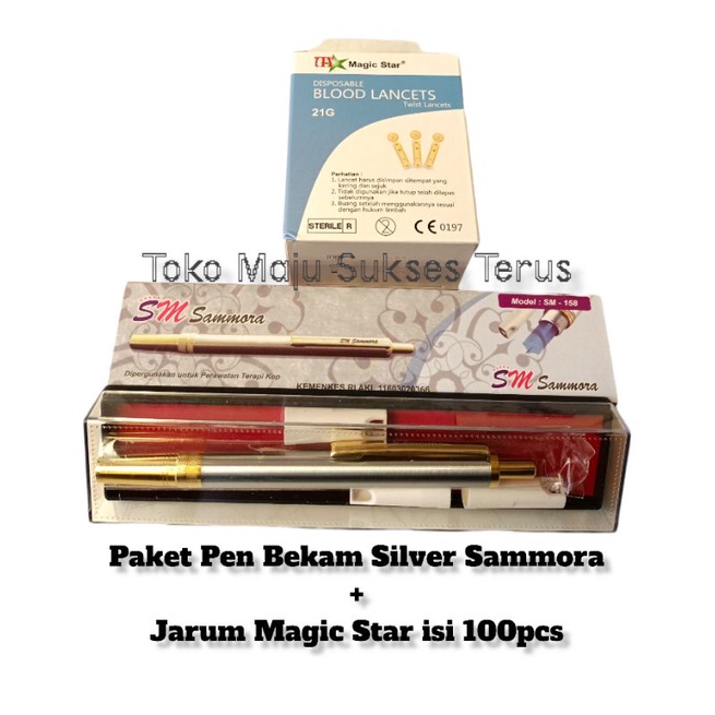 PAKET PEN BEKAM STAINLESS SAMMORA PLUS JARUM MAGIC STAR ISI 100 PCS