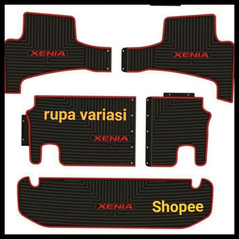 karpet full set karet mobil daihatsu all new xenia 2012 sampai 2021 hitam logo merah 2020 2019 2018 2017 2016 2015 2014 2013