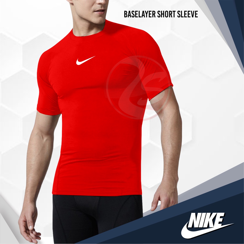 Manset baju lengan pendek merah manset baju gym pria baselayer lengan pendek manset gym olahraga pri