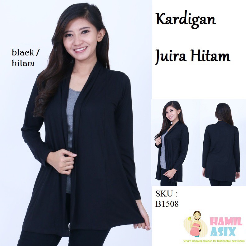 Juira Kardigan lengan  panjang  kaos  spandex polos jumbo  