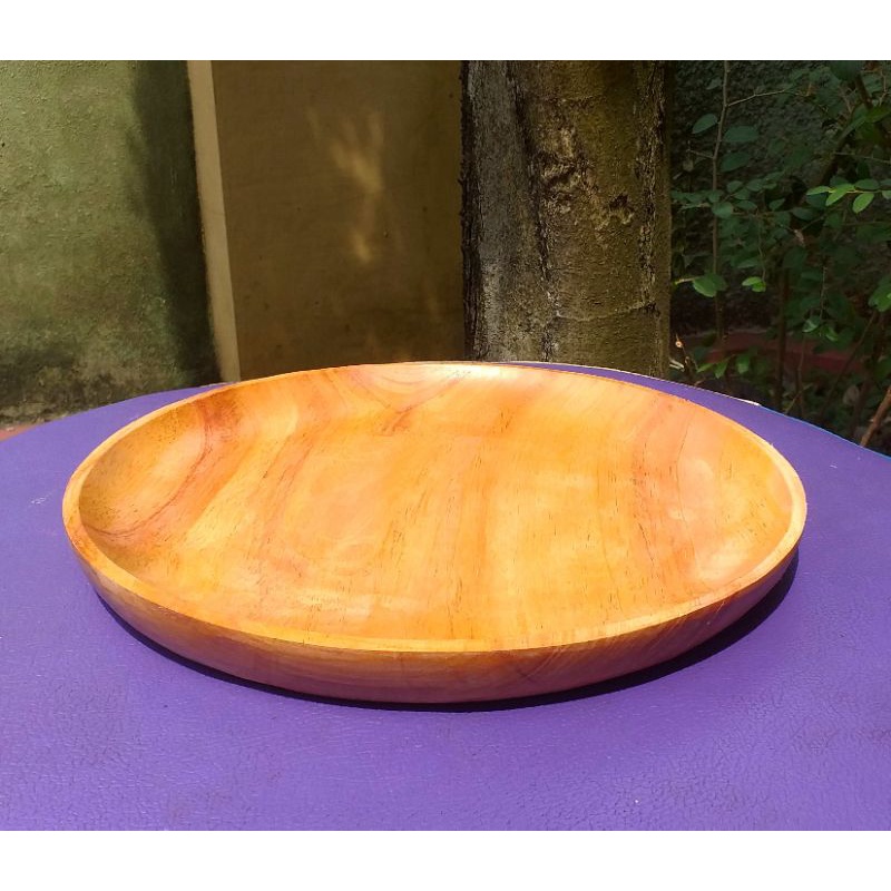 piring liuk/piring bulat 25cm mahoni