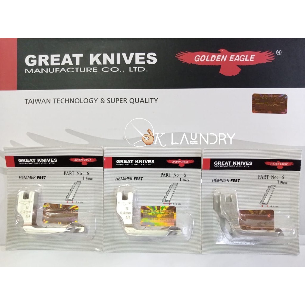 Sepatu Great Knives Hemmer Feet Kelim Lilit BESAR Mesin Jahit Industrial High-Speed GOLDEN EAGLE-Lot 6