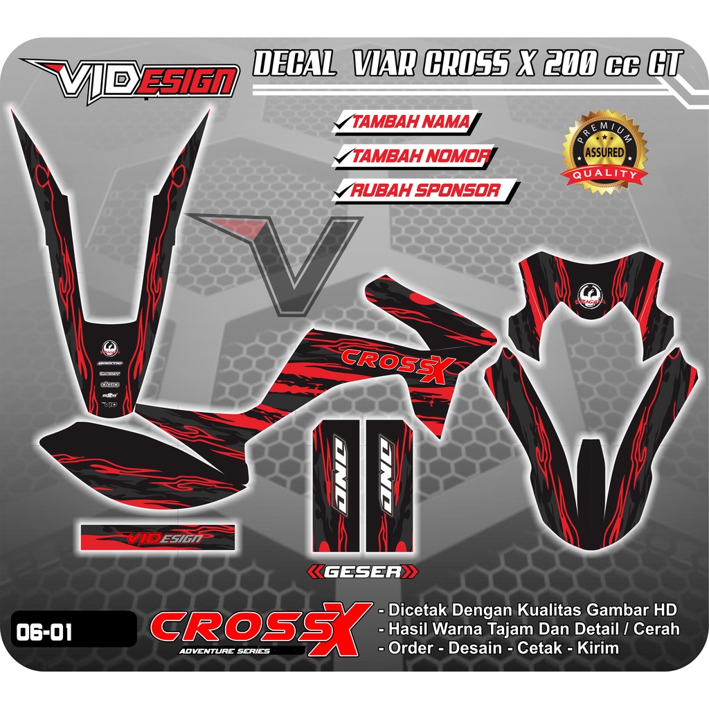 DECAL STIKER VIAR CROSS X 200 cc CUSTOM SUPERMOTO