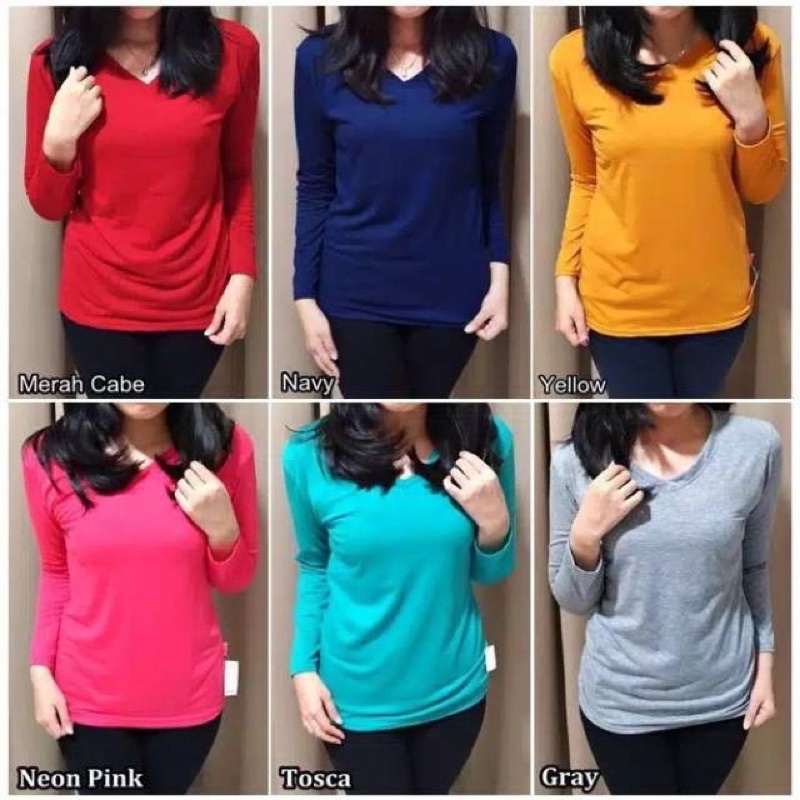 VNECK PANJANG/VLONG/V-PJ/KAOS OBLONG CEWEK POLOS