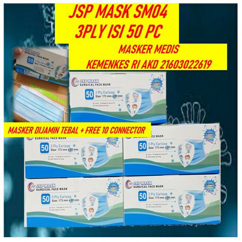 Masker medis 3 ply murah plus Connector