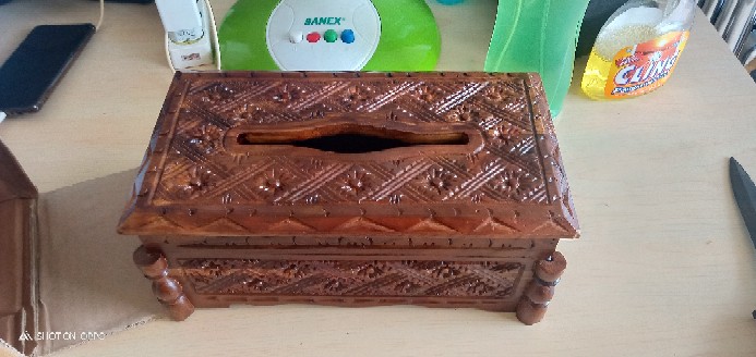 Kotak Tisu Ukir Batik Kayu Jati