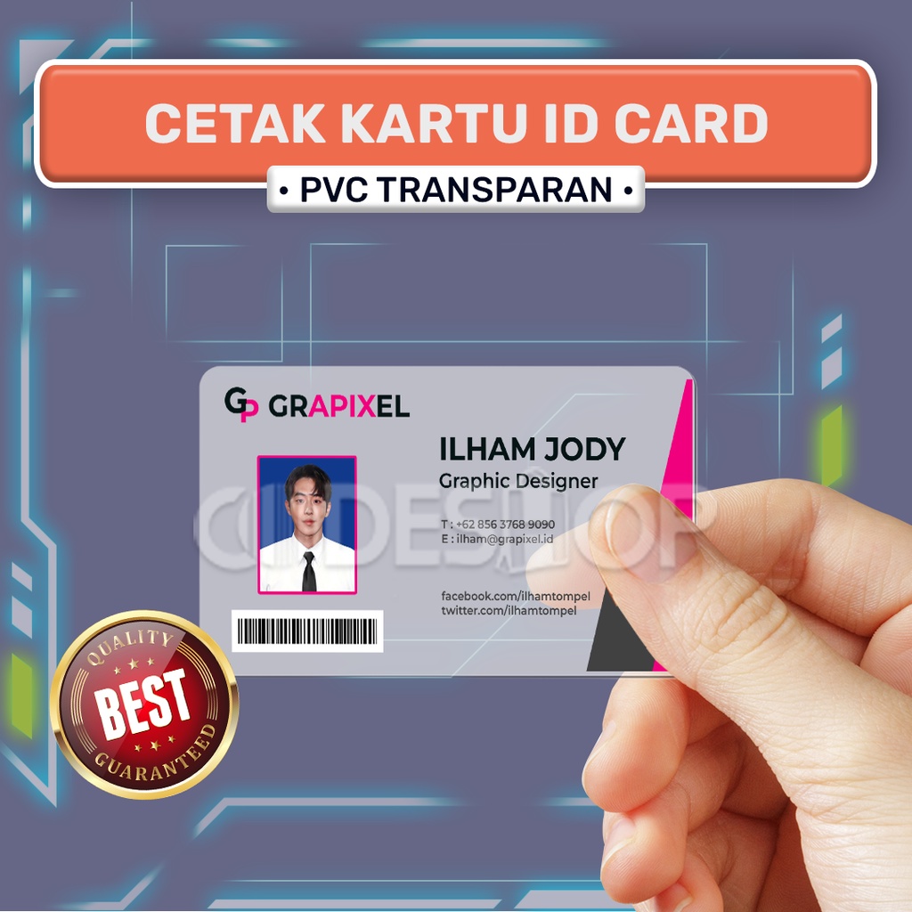 Cetak Kartu ID Card Transparan PVC 1 Sisi