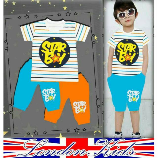 Setelan Anak London Kids Star Boy Celana Joger Pendek 2~7 tahun