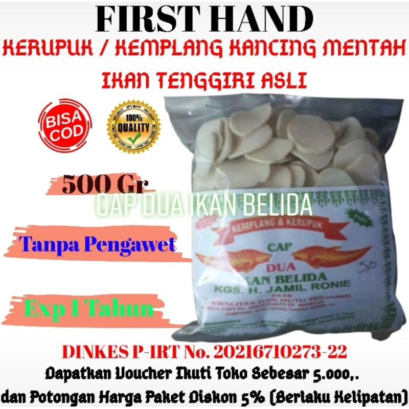 Jual Cod Kerupuk Kemplang Gr Mentah Kancing Halal Super Ikan Tenggiri Asli Khas Palembang