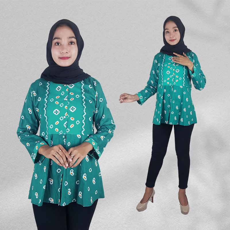 Blus Batik Motif Jumputan Lengan Panjang - Naira Batik