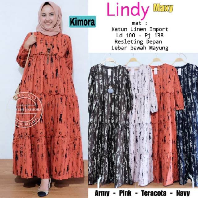 Lindy Maxy, maxi dress, dress muslim, maxy lebaran, maxy muslim, bahan katun linen, maxi kekinian