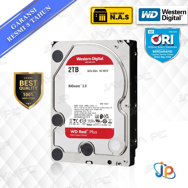 WD Red Plus PC 2TB 3.5" HDD/ HD/ Hardisk/ Harddisk Internal