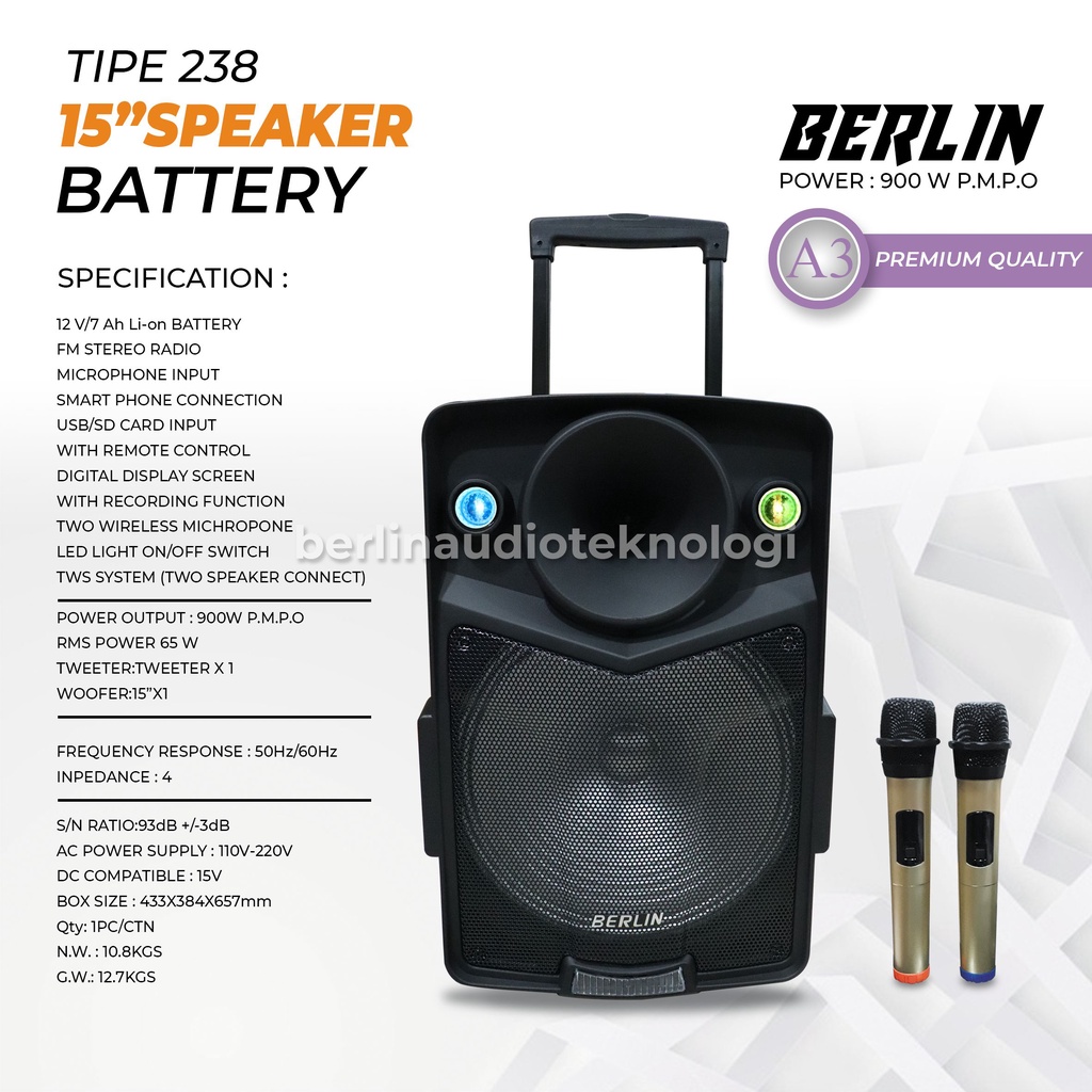 Speaker Portable Professional BERLIN 238 / 15inch O A3