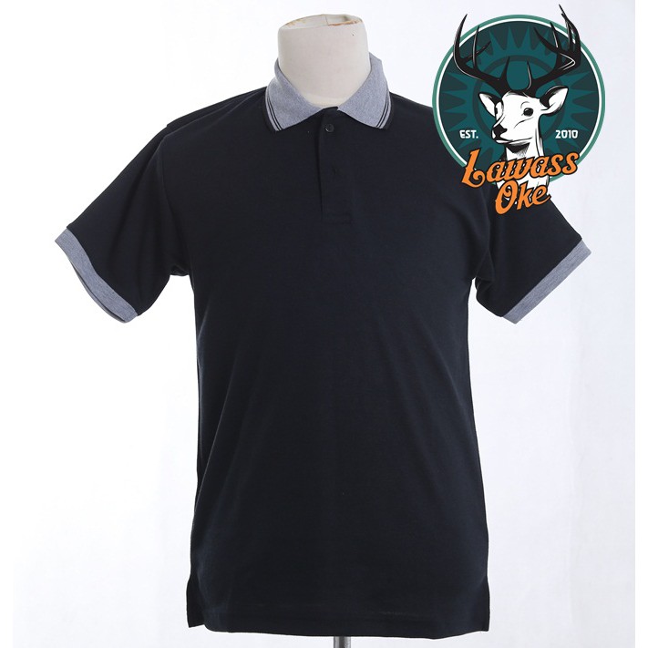  Kaos  Polo  Kombinasi  Hitam  Kerah Abu Baju Polo  Polos  