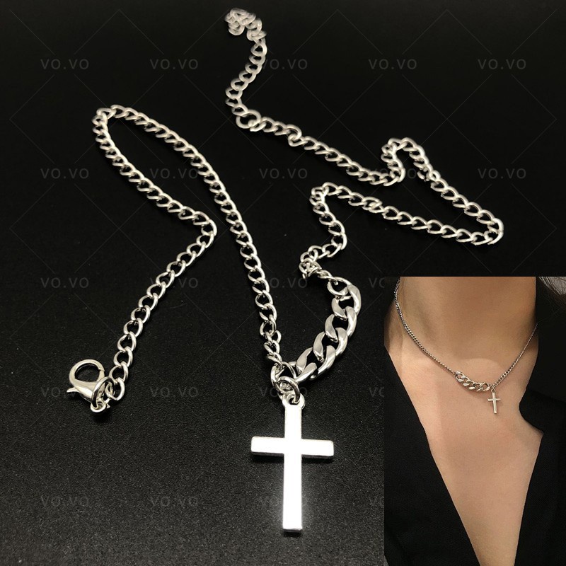 Retro hipster cross fashion all-match light luxury design necklace  210818