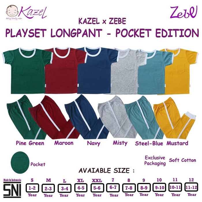 PNB192 SETELAN KAZEL ZEBE PLAYSET LONGPANT POCKET EDITION