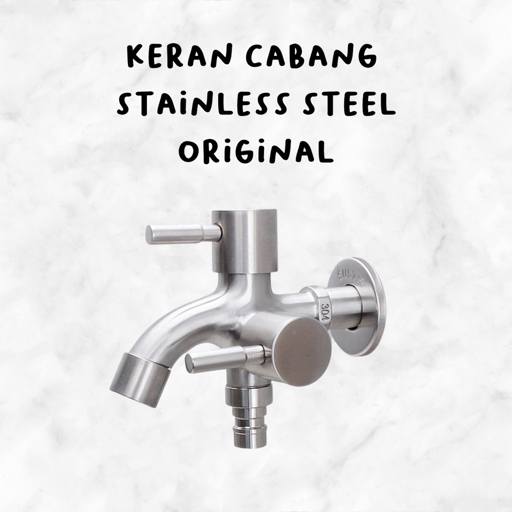 Kran Cabang stainless sus 304 / kran shower dingin / kran mesin cuci double