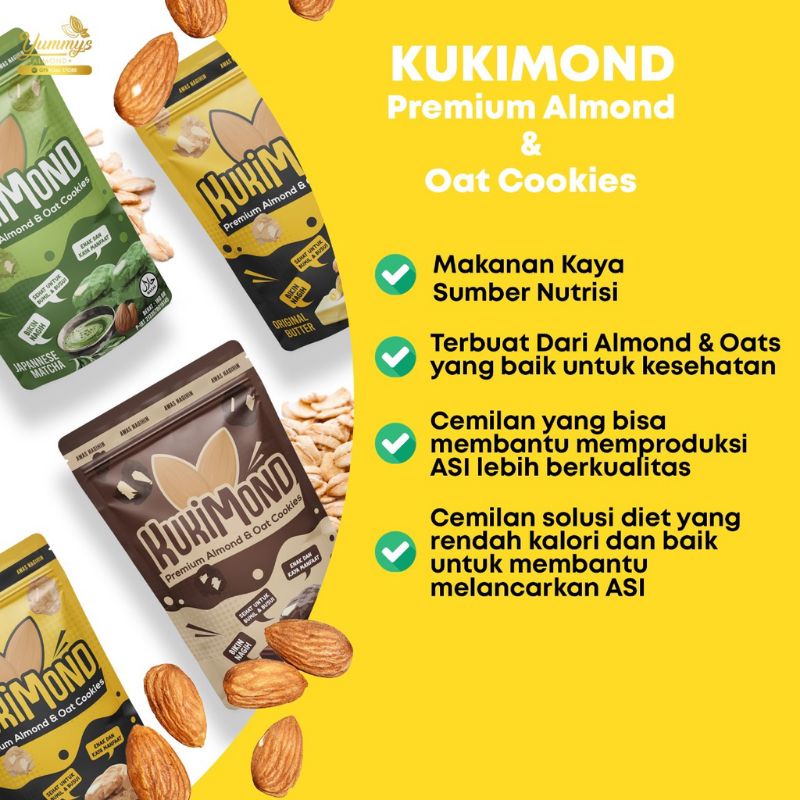 Kukimond Premium Almond &amp; Oat Cookies Kukis Almon Pelancar ASI Booster