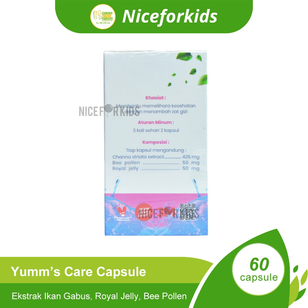 Yummy's Care Capsule Ekstrak Ikan Gabus Royal Jelly Bee pollen Isi 60 Kapsul / Yummys Care Kapsul Penambah Gizi dan Penyembuh Luka