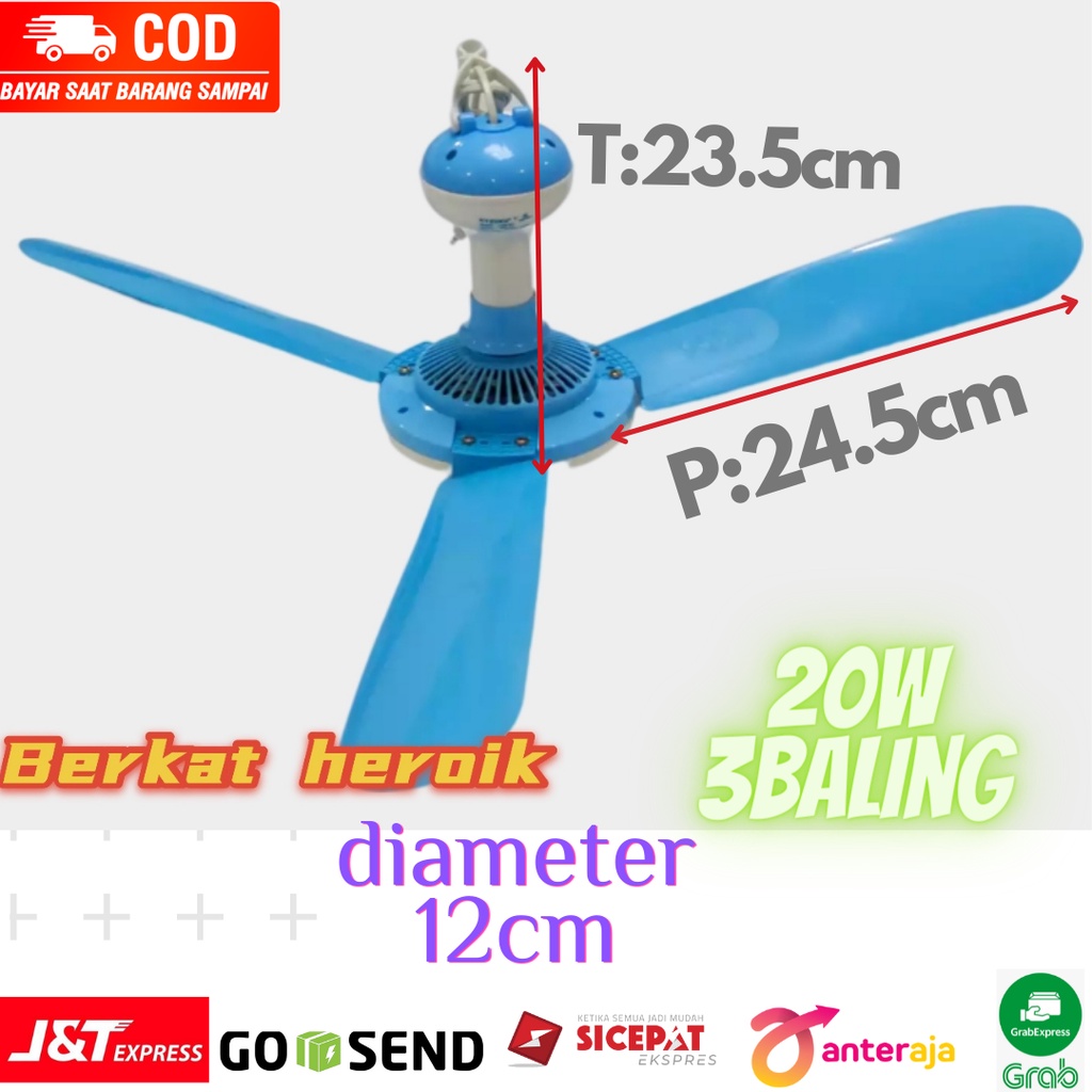 Mini fan /Kipas  Angin  Gantung  3 Baling  20w