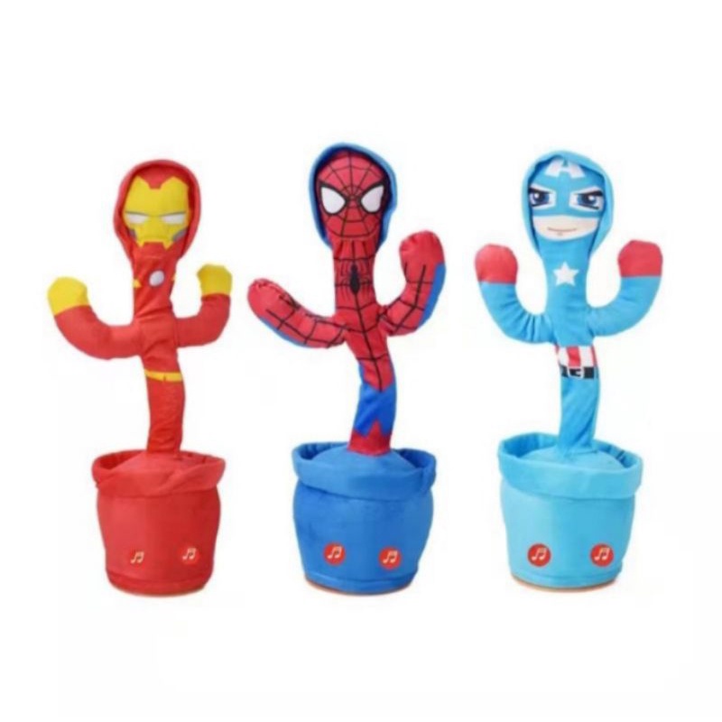 boneka kaktus, boneka capten Amerika. sepider man. iron man terbaru