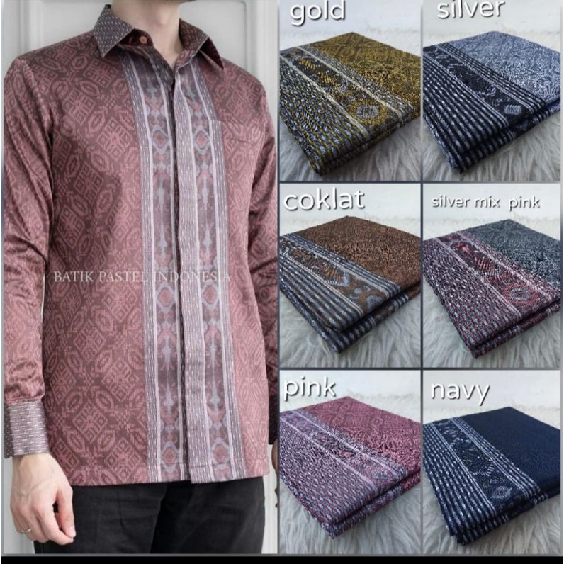 Kemeja Songket Pria Kemeja Tenun Pria Songket Baron 1 Warna Palembang Eksklusif Premium Elegan Casual Lengan Pendek/Panjang Baju Kondangan Pernikahan 007