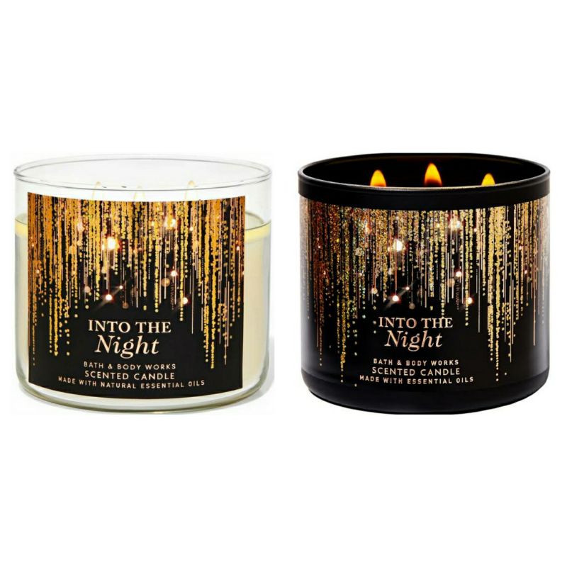 BATH &amp; BODY WORKS BBW INTO THE NIGHT ITN 3-WICK SCENTED CANDLE 411 G LILIN WANGI 3 SUMBU UKURAN BESAR PENGHARUM RUANGAN