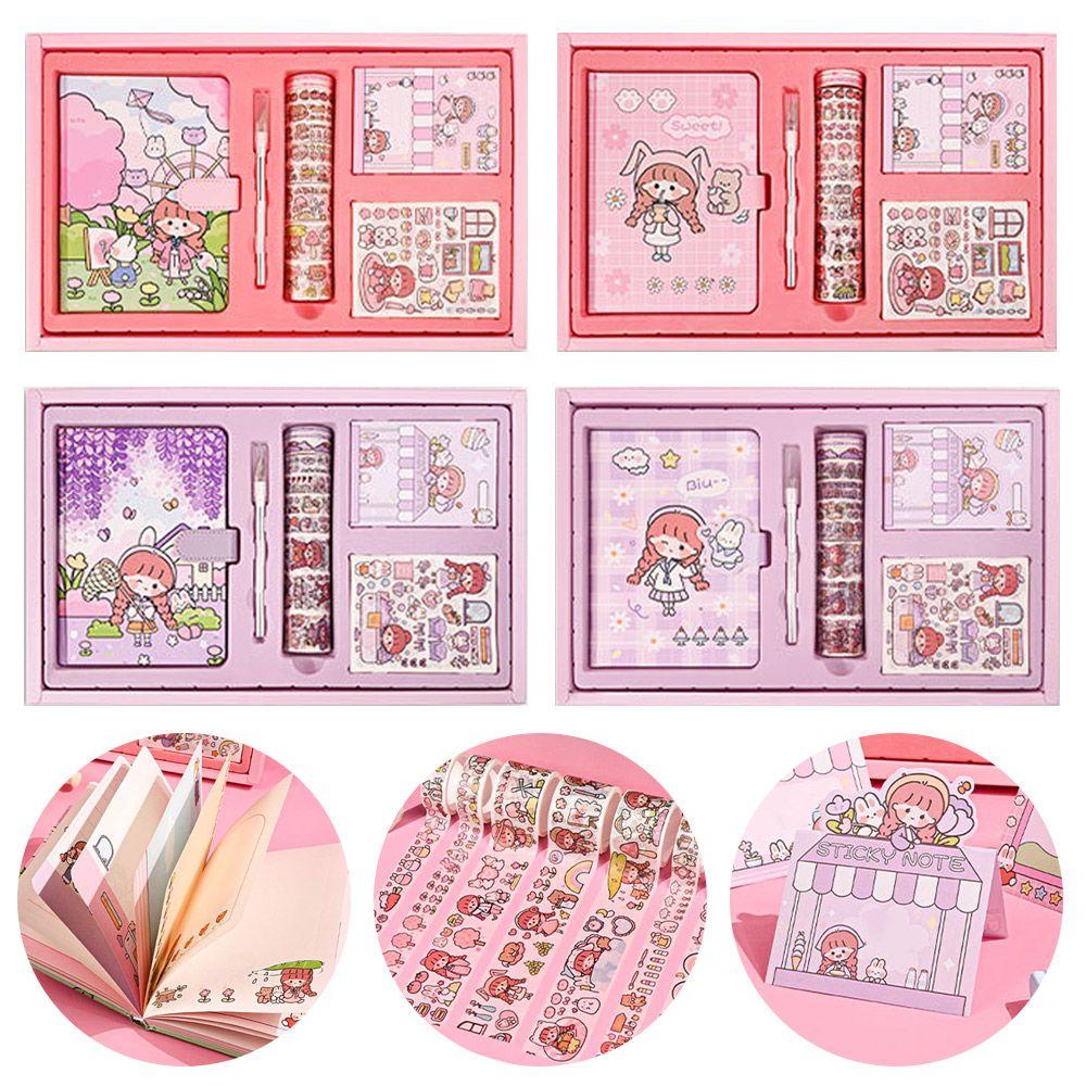 Set Buku Besar Tangan Nanas Portable Mini Notepad Girl Heart Diary Book