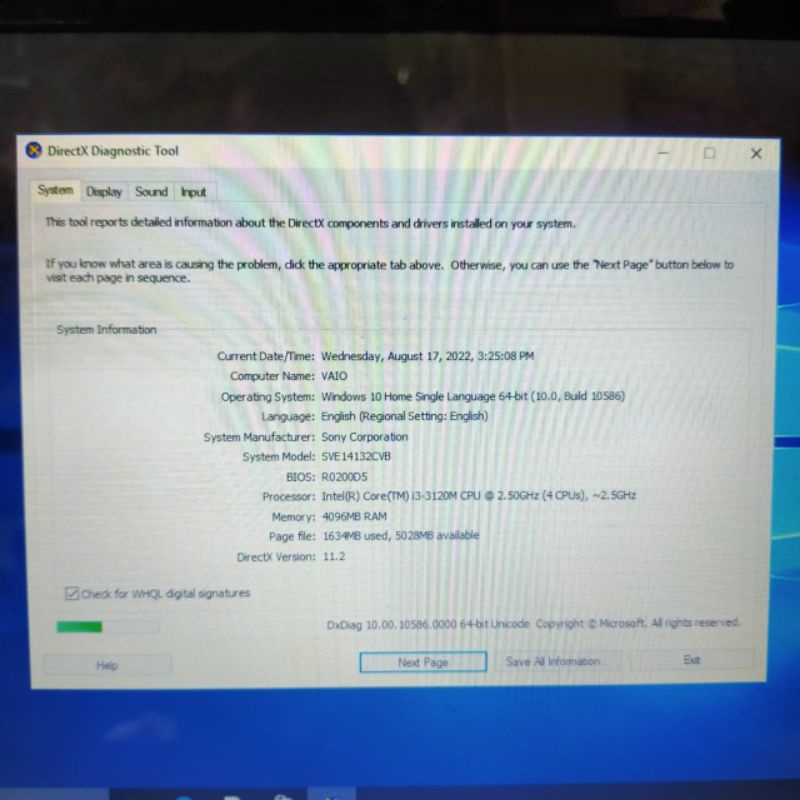 Laptop Sony Vaio SVE14132CVB intel Cor i3 Ram 4GB/HDD 320GB Windows 10 Layar 14inch Full aplikasi siap pakai