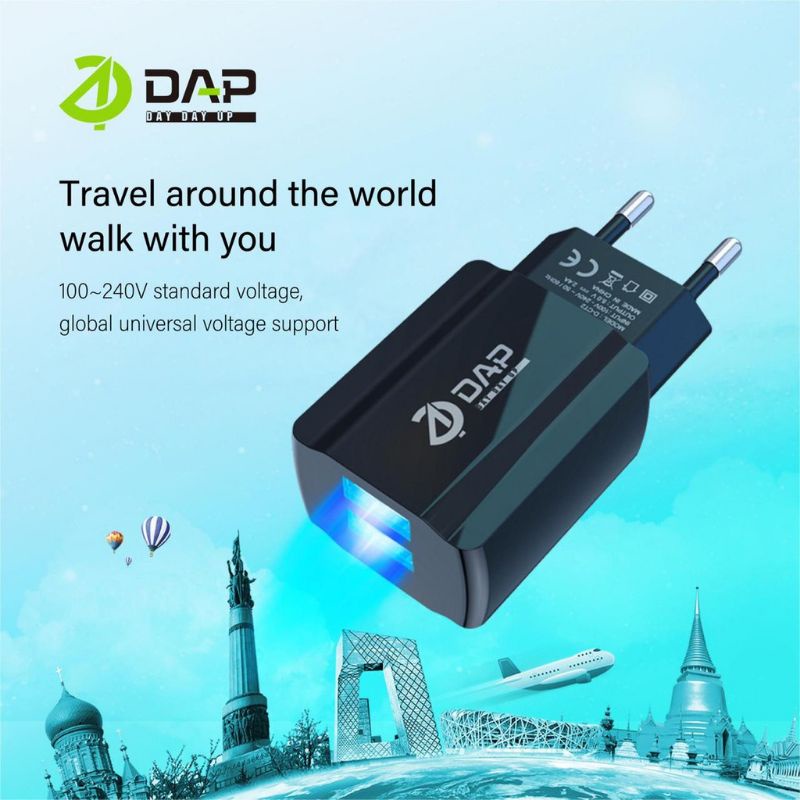 Adaptor Charger DAP D-CT2 2USB 2.4A 1Toples isi 20Pcs Batok Charger DAP 2USB Kepala Casan DAP D-CT2