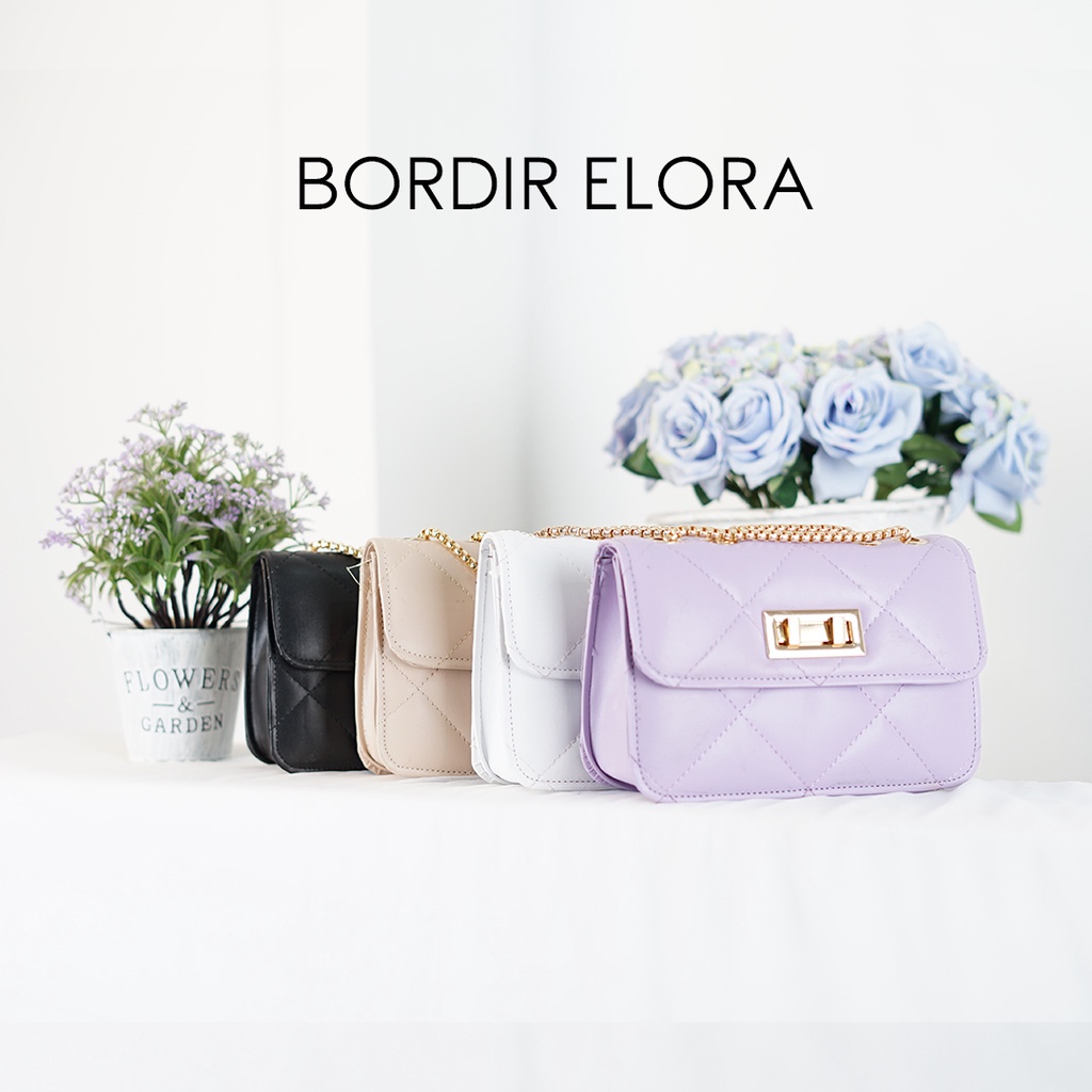 Bordir Elora | Sources.id Original  - Tas Selempang Wanita Bahu Lucu Kecil / Mini Tali Rantai Gold s